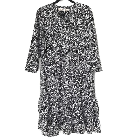 Liz Claiborne Dresses & Skirts - SOLD!! Liz Claiborne 12 Black White Layered 3/4 Sleeve Floral Pullover Dress